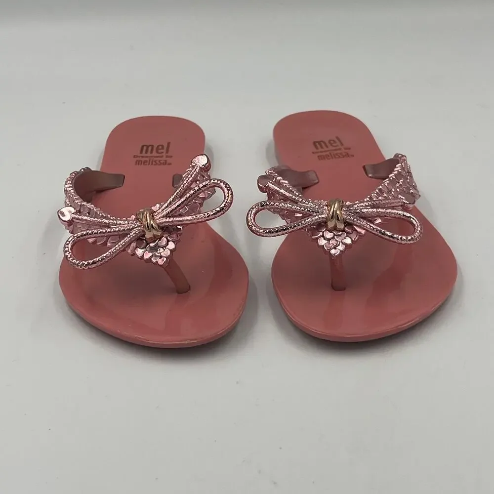 Mini Melissa Mel Harmonic Chrome III Rose Gold Sandals Little Girl sz 13